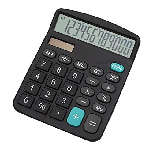 Calcolatrice,YEBMoo calcolatrice da tavolo 12 cifre con ampio display elettronico. Calcolatrice a energia solare e batterie AA, colore nero (Calculator-black)