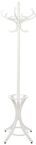 Headbourne HR8130X - Appendiabiti a stelo in legno, stile tradizionale, con porta-ombrelli, Colore: Bianco