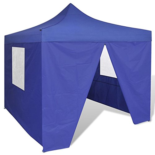 vidaXL Tenda da Giardino Pieghevole Impermeabile Blu 3x3 m con 4 Pareti Gazebo