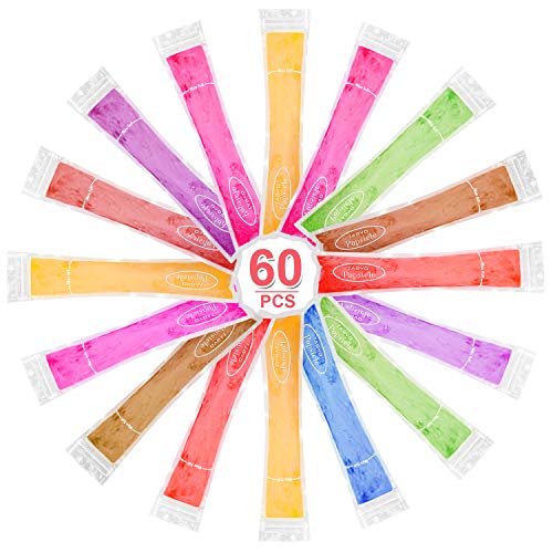 TAGVO Popsicle stampi Borse,Snack casalingo Sano, schiocco di congelatore, gogurno, Caramella di Ghiaccio, BPA Libero e FDA Approvato Popsicle Maker con Ziplock (60 Pacco Impostato)