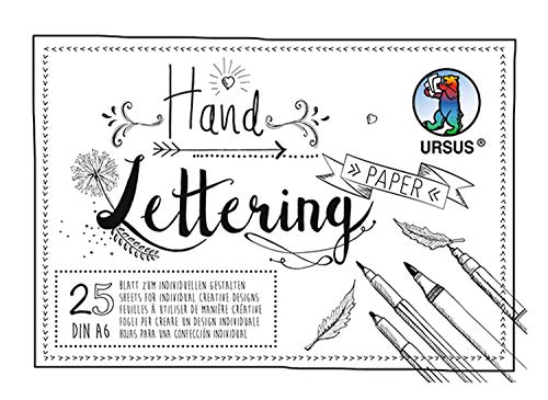 Ursus 24926401 - Carta per Lettering Manuale, Blocco con 25 Fogli di Cartone, 200 g/mq, DIN A6, Personalizzabile, Colore: Bianco