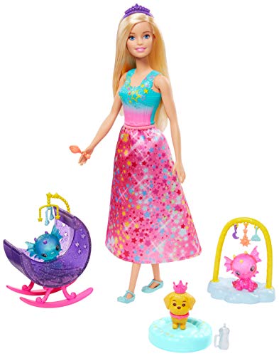 Barbie Dreamtopia, Playset Asilo dei Draghetti, Bambola con Cuccioli di Drago e Accessori, Giocattolo per Bambini 3+ Anni, GJK51