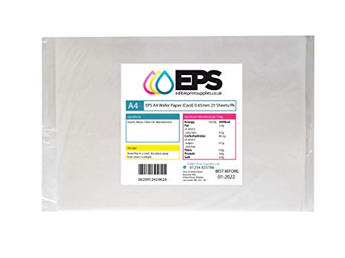 EPS - Confezione fa 25 fogli di carta di riso commestibile, formato A4, spessa, bianca, senza disegni