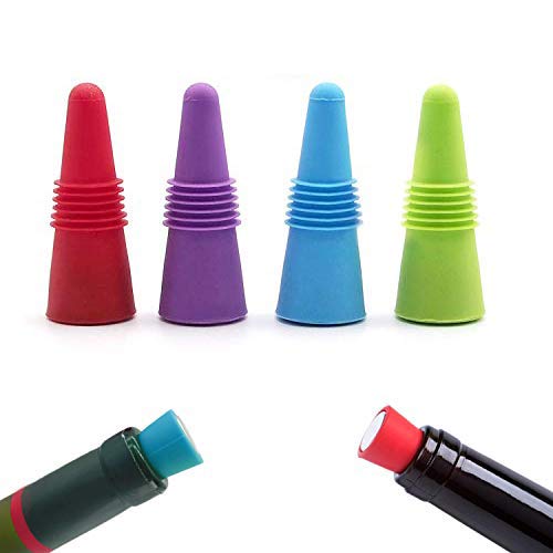 Tappo per bottiglia di vino - Yisscen Tappi per bottiglie in silicone riutilizzabili/Tappi per bottiglie per bevande/Condimenti Tappi per bottiglie con impugnatura superiore