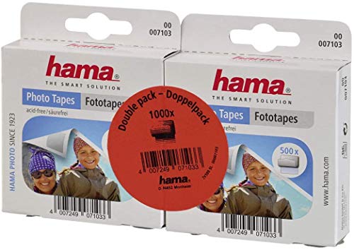 Hama 007103 - Nastro adesivo per foto, Trasparente, 1000 pezzi ( 2 Confezioni da 500 Pezzi )