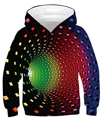 Idgreatim Juniors Felpa con Cappuccio 3D Printed Sweater Teen Ragazzo Pullover Felpe con Cappuccio con Tasca L