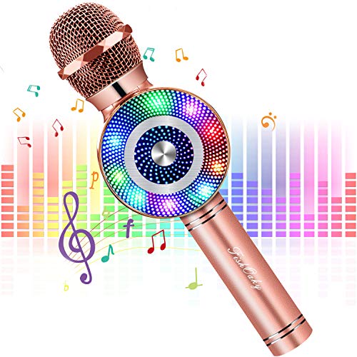 Microfono Karaoke Bluetooth Wireless, FISHOAKY 4.1 Portatile Microfono Karaoke Bambini con Altoparlante, KTV Karaoke Player per Cantare, Funzione Eco, Compatibile con Android, PC or Smartphone