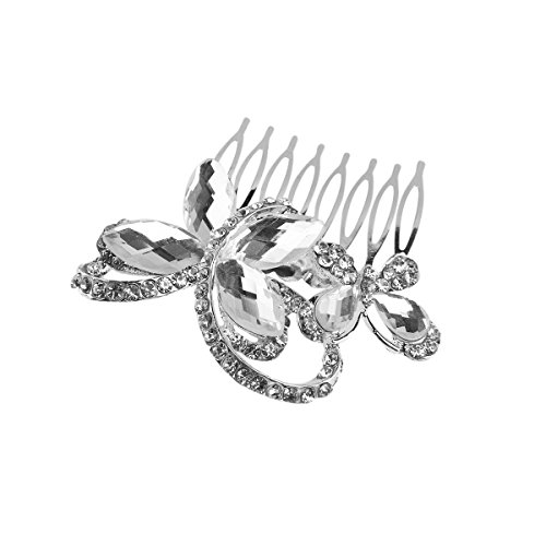 WINOMO Pettine per capelli decorato da matrimonio nuziale farfalla stile strass spilla per capelli / Accessori per capelli (argento)