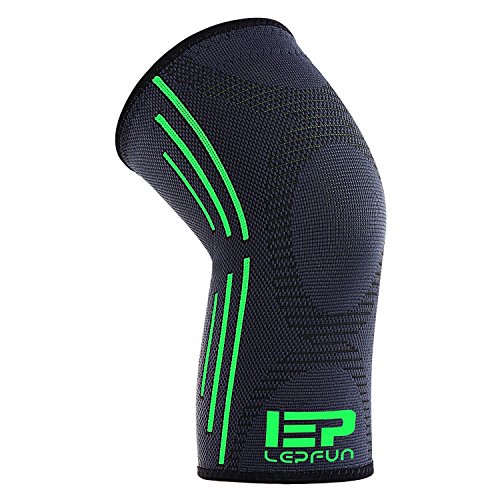 Lepfun Ginocchiera Ginocchio di Compressione di Sostegno del Manicotto per Running, Jogging, Sport, Joint Sollievo dal Dolore, Artrite e Lesioni Recupero-Wrap Singolo (Large, PR918)