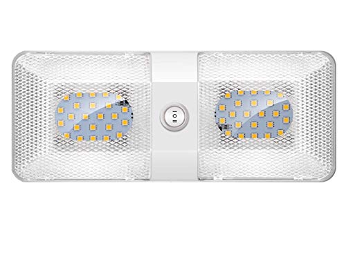 Kriogor Lampade LED, 48LED 600LM 12V Plafoniera RV per Auto Lampada da Soffitto con Interruttore, Universale per Auto Camper Caravan Caravan Camper