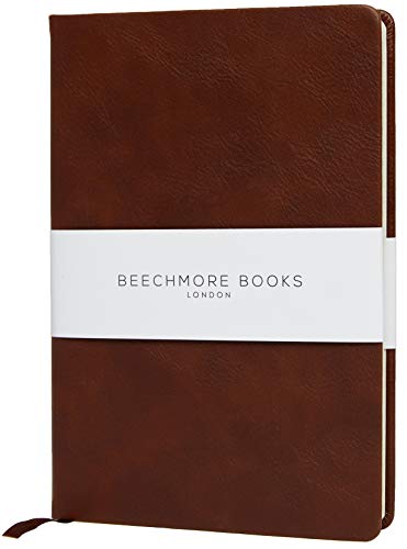 Beechmore Books: Taccuino A5, copertina rigida, carta spessa color crema (120 gsm) - A Righe, Marrone