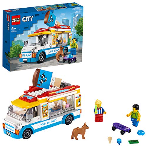 LEGO City Great Vehicles Furgone dei Gelati con 2 Minifigure e 1 Cane, Più 1 Serie di Accessori, Set di Costruzioni per Bambini +5 Anni, 60253
