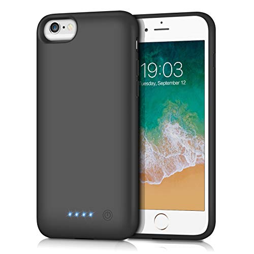 kilponen Cover Batteria per iPhone 6/6s/7/8, [6000mAh] Ricaricabile Custodia Batteria per iPhone 6 iPhone 6s iPhone 7 iPhone 8 Esterna Portatile Backup Caricabatterie Nero 4,7''