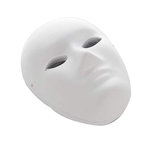 Jycra - Maschera bianca fai-da-te, 12 maschere di carta da dipingere, maschera per cosplay, Halloween, martedì grasso (6 maschili + 6 femminili)