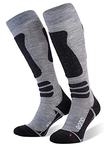 Eono Essentials Ski Socks (Basic o Premium), Grau (Base, 2-Pack), UE 39-42, UK 6-8