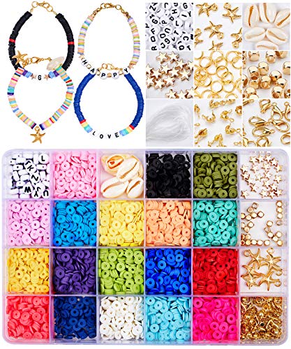 Tacobear Set di Perline Fai da Te per Bambini Adulti Perline Colorate con Creazione di Gioielli Kit di Creazione Perline di Argilla per Bracciale Collana Gioielli Kit di Creazione Fai-da-Te