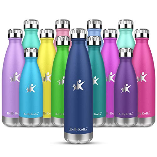 KollyKolla Bottiglia Acqua, Borraccia Termica in Acciaio Inox 350ml,500ml,650ml,750ml - Bottiglia Bambini Doppia Parete Isolato a Vuoto Senza BPA per Escursionismo, Sportiva, Bicicletta, Scuola