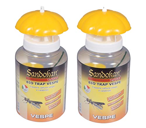 Sandokan Bio Trappola per vespe e calabroni con attrattivo Riutilizzabile per uso all'aperto - 2 pezzi