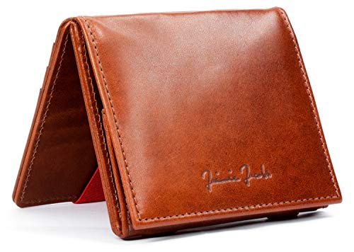 JAIMIE JACOBS Portafoglio Magico con scompartimento per monete e RFID-Blocker Magic Wallet Flap Boy - l'originale - di pelle da uomo (Marrone e Rosso)