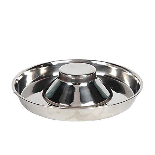 Meipai Pet ciotola in acciaio inox per cani cuccioli lettiera cibo svezzamento SilverStainless Feeder ciotola per acqua per animali domestici e ciotola per acqua, Uno, large