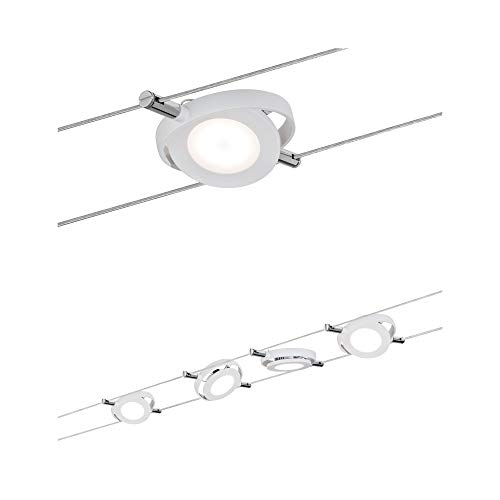Paulmann 941.05 corda System roundmac Set estensibile bianco caldo 4 X 4 W LED bianco opaco 94105 corda lampada a sospensione, materiali vari, argento