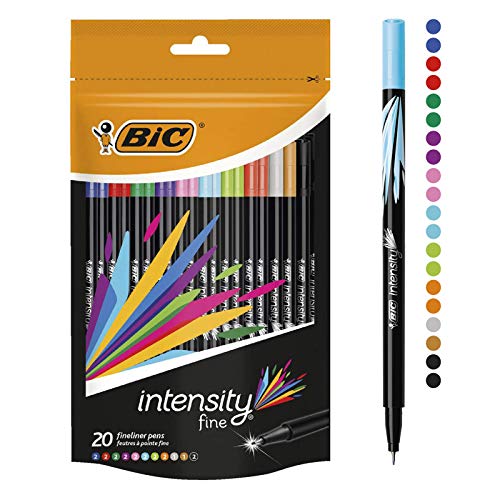 BIC, penne a punta fine 0,4 mm, Intensity Divertimento 20 multicolore