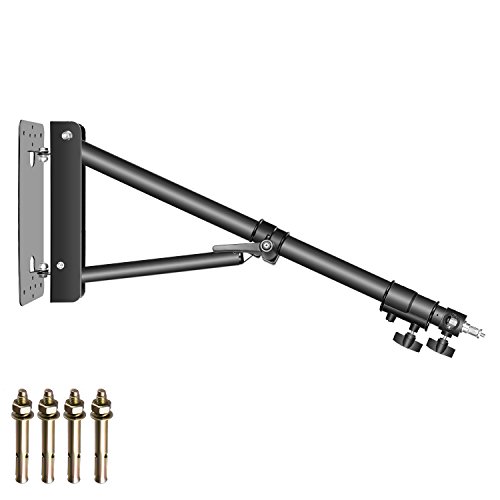 Neewer Braccio Triangolare Montaggio a Parete per Luce Anulare, Monoluce, Softbox, Riflettore, Ombrello e Luce Stroboscopica Fotografica, 180 Gradi Rotazione Supporto, Lunghezza Massima 130cm(Nero)