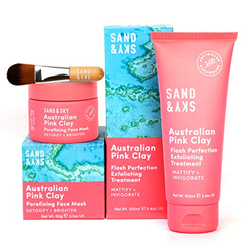 Sand & Sky Perfect Skin Set Maschere Viso - Prodotti Viso a Base di argilla Rosa Australiana | Regali Donna | Idee Regalo Donna