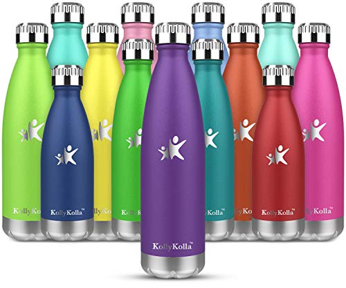 KollyKolla Bottiglia Acqua, Borraccia Termica in Acciaio Inox - 350ml,500ml,650ml,750ml - Bottiglia Bambini Doppia Parete Isolato a Vuoto, Bottiglie Sports Senza BPA per, Ufficio, Yoga, Ciclismo