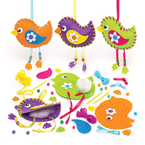 Baker Ross Spring-Kit da Cucito per Decorazione Uccelli (Confezione da 3) per Bambini da Fare e Decorare, Colore Assorted, AW305