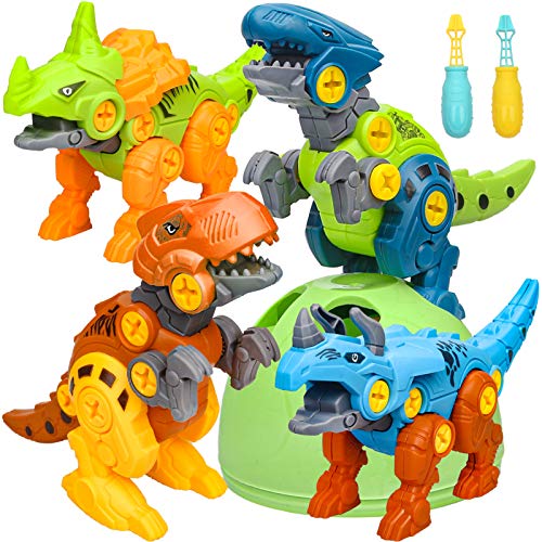Sanlebi 4 Pezzi Dinosauri Giocattolo, Assemblare Costruzioni Bambini Giocattoli Animali Giochi Regalo per Bambini