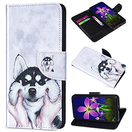 Saceebe Compatibile con Huawei Honor 8X Custodia Pelle Portafoglio Cover a libro Flip Case [Custodia in pelle verniciata con cordino] 360 grado Anteriore e posteriore Bumper Cover,husky