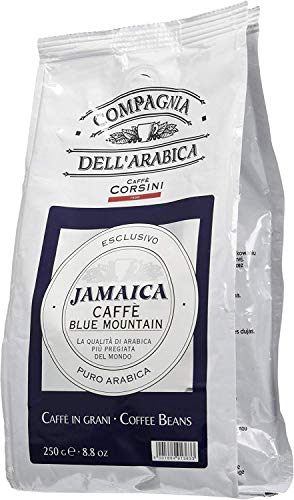 Caffè Corsini Compagnia dell'Arabica Jamaica Blue Mountain Caffè Monorigine in Grani, lo Specialty Coffee dalle Alture della Giamaica, Intenso e Fruttato, Confezione da 250 g in Grani