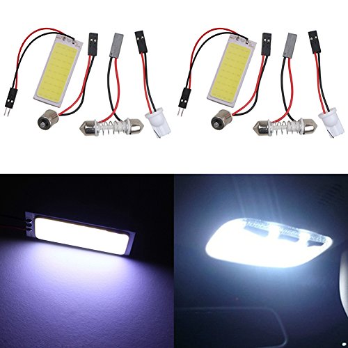 Taben 2PCS super bianca a risparmio energetico COB chipset 15-smd LED panel Dome Light auto Car interior lettura piastra tetto soffitto interno lampada con t10/BA9S/festone adattatori