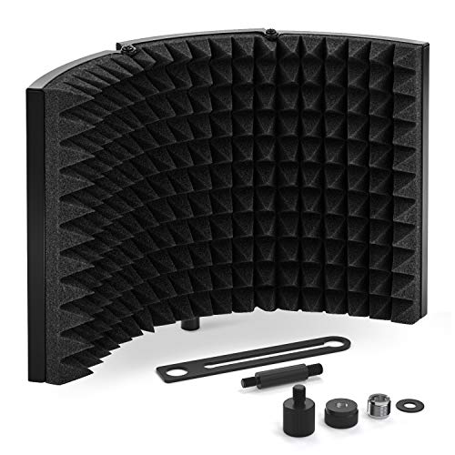 Tonor Sound Shield per Microfono con Isolamento Assorbente Mic Riflettore in Schiuma Fonoassorbente per Qualsiasi Microfono a Condensatore Recording Equipment Studio, Nero