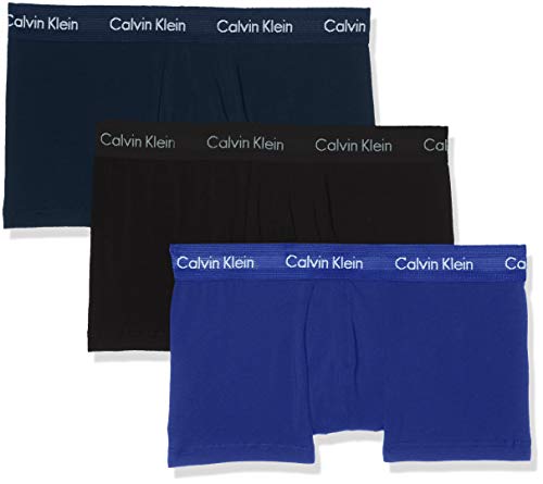 Calvin Klein 3p Low Rise Trunk Boxer, Blu (Black/Blue Shadow/Cobalt Water DTM WB), X-Small (Pacco da 3) Uomo