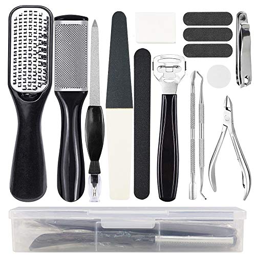 Sunwuun Set Pedicure Raspa Piedi Professionale Kit Pedicure per Pedicure Lima per Piedi in Acciaio Inossidabile Piede Pulito Kit per Attrezzi per Pelle Morta Chiodo per Unghie Tagliaunghie Cura