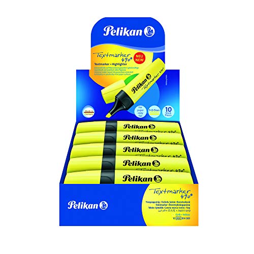 Pelikan 940379A Premium Textmarker - Evidenziatore, Confezione da 10 Pezzi, Giallo