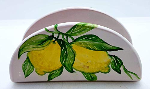 Portatovaglioli Linea Limoni Pezzo Unico Handmade Le Ceramiche del Castello Made in Italy