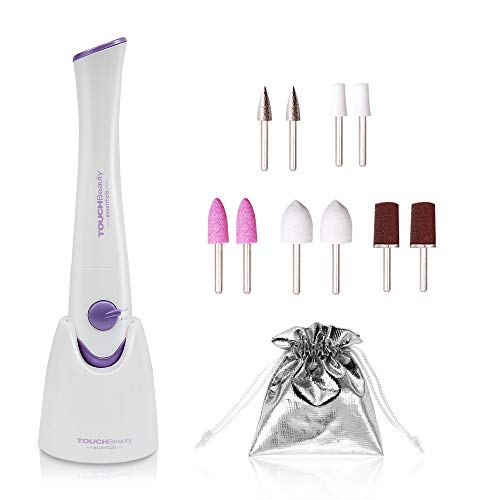 Set Manicure e Pedicure Elettrico,TOUCHBeauty Kit di lime per unghie per Pedicure,Potente Fresa per Unghie con 10 Accessori, Professionale Sistema di Lucidatura per Unghie con luce UV AG-1335T(Viola)