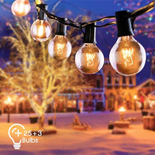 Catena di Lampadine, GEEDIAR G40 Catena Luci Stringa con 25 Bulbi, 25ft/8m, Catene Luminose Esterno Illuminazione Giardino Luci Stringa Lampadina per Festa, Natale, Halloween, Matrimonio