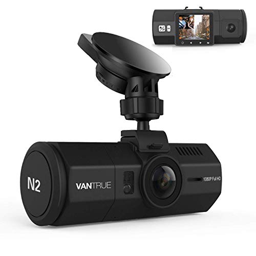 VANTRUE N2 Dual Dash Cam,Telecamera per Auto Full HD 1080P, Obiettivo Grandangolare di 170 Gradi, Visione Notturna, Rilevatore di Movimento, Registrazione in Loop, G-Sensor e 2,7