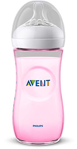 Philips SCF037/17 Avent - Biberon Natural, Valvola anticolica, 330 ml, Rosa