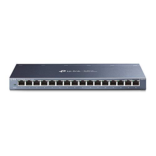 TP-Link TL-SG116 Switch 16 Porte Gigabit, 10/100/1000 Mbps, Plug & Play, Nessuna Configurazione Richiesta, Struttura in Acciaio