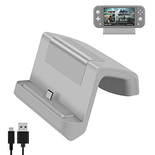 Dock di Ricarica per Nintendo Switch, Dock di Ricarica per Nintendo Switch Lite, Shumeifang Dock per Ricarica compattoportatile per switch , porta di ingressoalimentazione USB C - Grigio