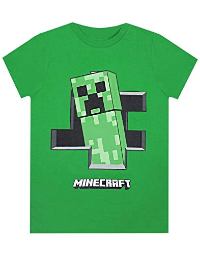 Minecraft T-Shirt da Giocatore Verde Manica Corta Creeper Inside Boys
