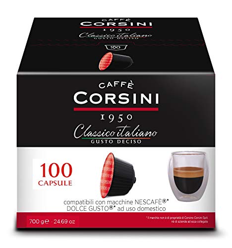 Caffè Corsini - Classico Italiano Miscela di Caffè in Capsule Compatibili Nescafè* DolceGusto*, Gusto Deciso - Confezione da 100 capsule