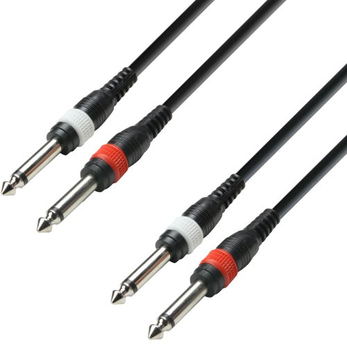 Adam Hall Cables K3TPP0100 - Cavo audio con 2 connettori jack mono da 6,3 mm su 2 connettori jack mono da 6,3 mm, 1 m