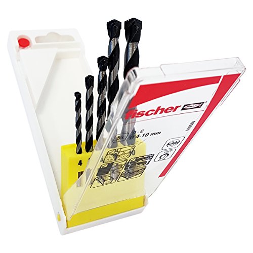 Fischer Set Punte Trapano D-C Professionali da Muro SDX, Misure 4-5-6-8-10 mm, Punta al Carburo per Muro Pieno e Mattoni Forati, 536606