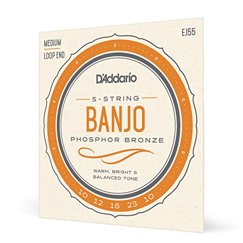 D'Addario EJ55 Set per Banjo a 5 Corde, Phosphor Bronze, Tensione Media, 10-23